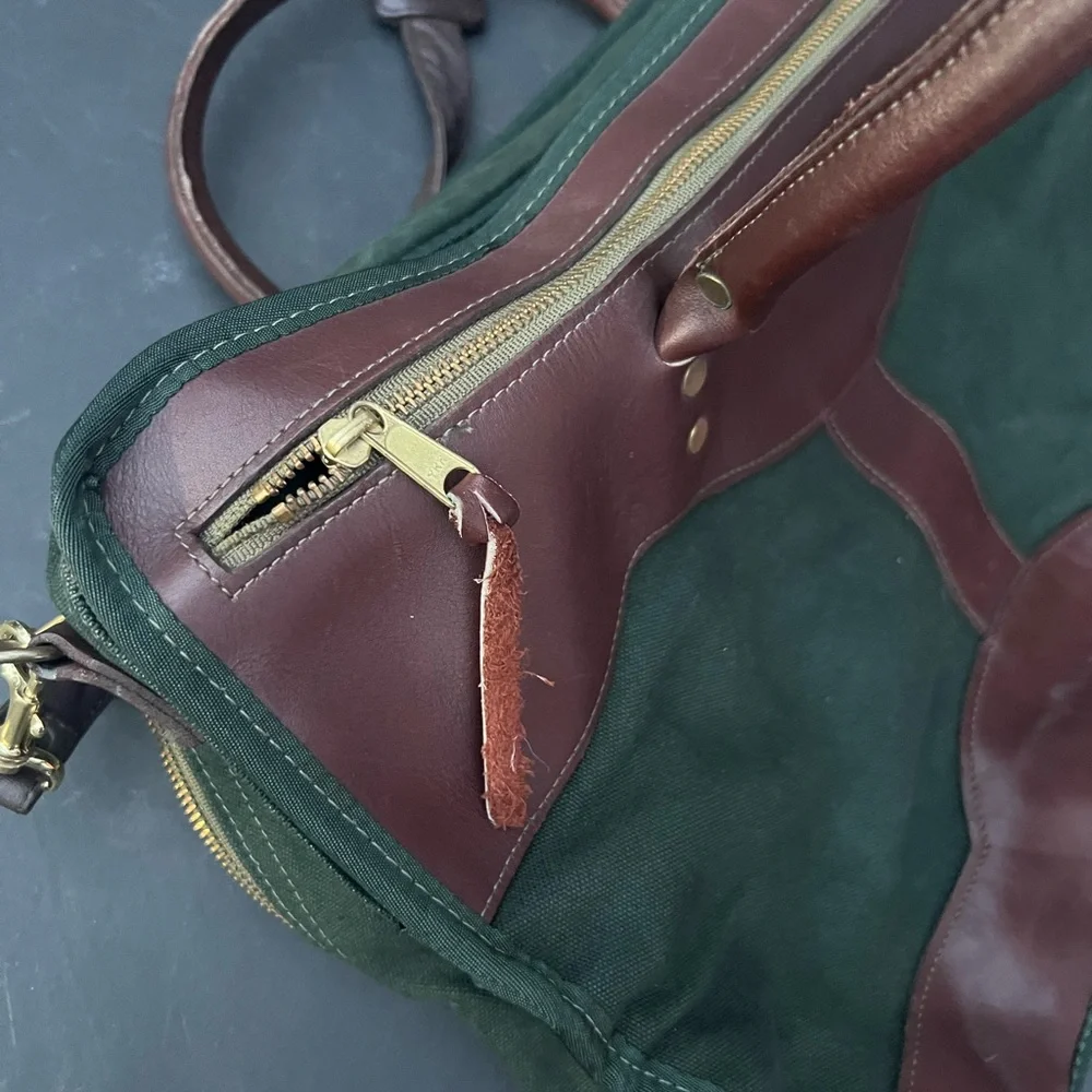 Orvis Men's Green and Brown Leather-Trim Canvas Travel Bag